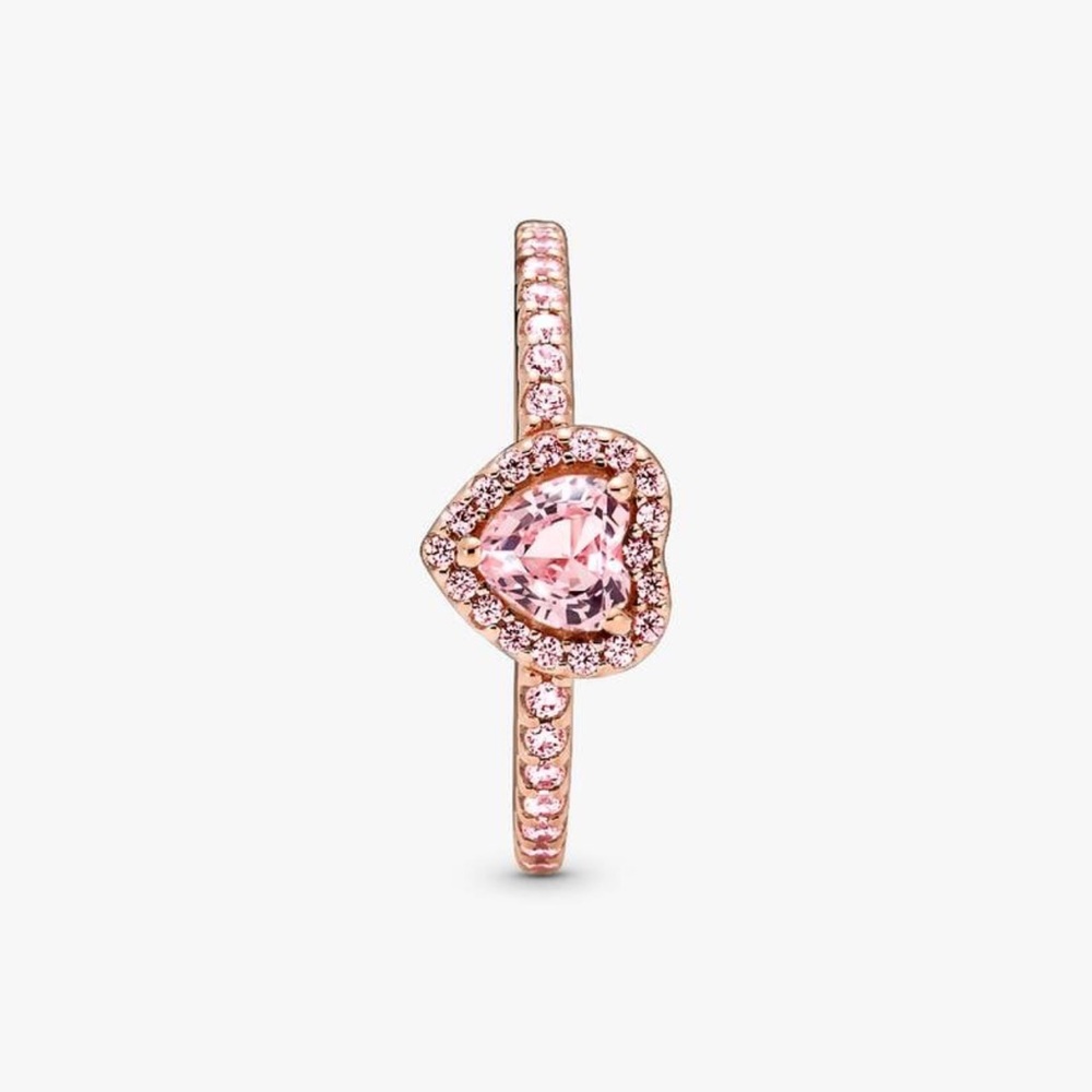 Pandora Rose Gold Heart Stackable Ring Set With P… - image 3
